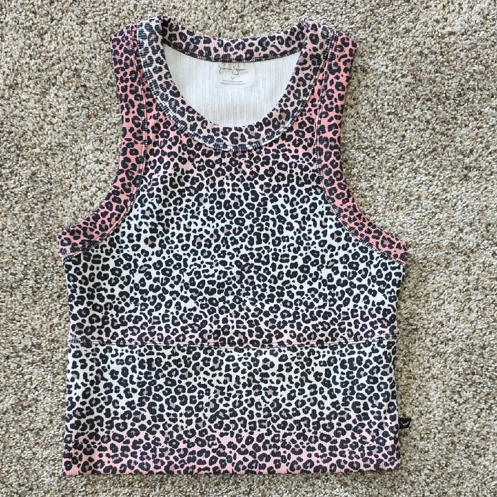 Jessica Simpson Pink and Black Animal Print Tank Top